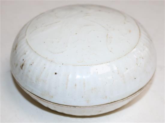 Two Chinese Yingqing / Dehua compressed globular boxes and covers, Song dynasty, 8.5cm and 13.5cm